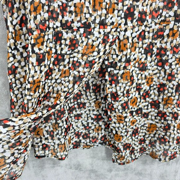 Lane Bryant Sleeveless Button Front Top 24 Black Brown Collared Sheer Split Back - Picture 9 of 11